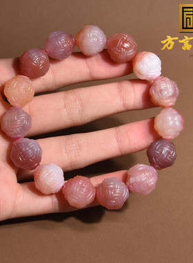 方言和田玉精品佩戴级温润细腻多彩盐源玛瑙圆珠卡13mm手串手链A2