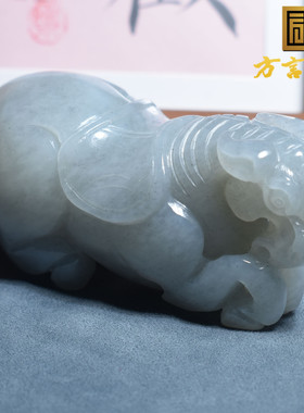 特色方言品牌和田玉精品新疆细润点墨青花籽料生肖羊手把件摆件R5