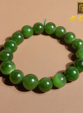 俄罗斯辣阳绿碧玉卡12mm圆珠手链