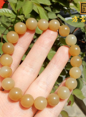 新疆且末糖白玉10mm圆珠小众手串