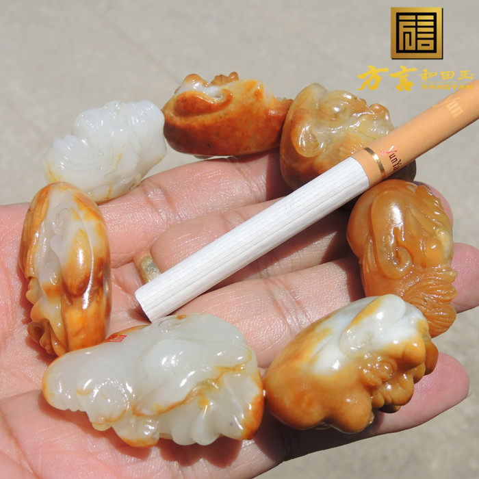 方言精品和田玉珍品新疆玉龙河红皮羊脂玉籽料罗汉原生黄玉手链F