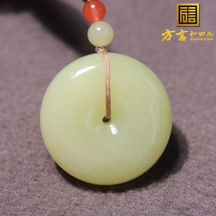 方言精品和田玉佩戴新疆且末料细腻高脂高糯黄口平安扣吊坠挂件O2
