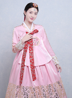 2025韩国传统女士宫廷婚庆烫金韩服朝鲜民族服装舞蹈台表演出古装