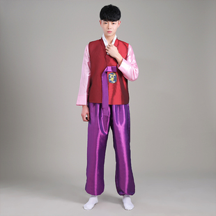 韩服男朝鲜族古装 传统宫廷成人少数民族风舞台舞蹈婚礼演出服套装