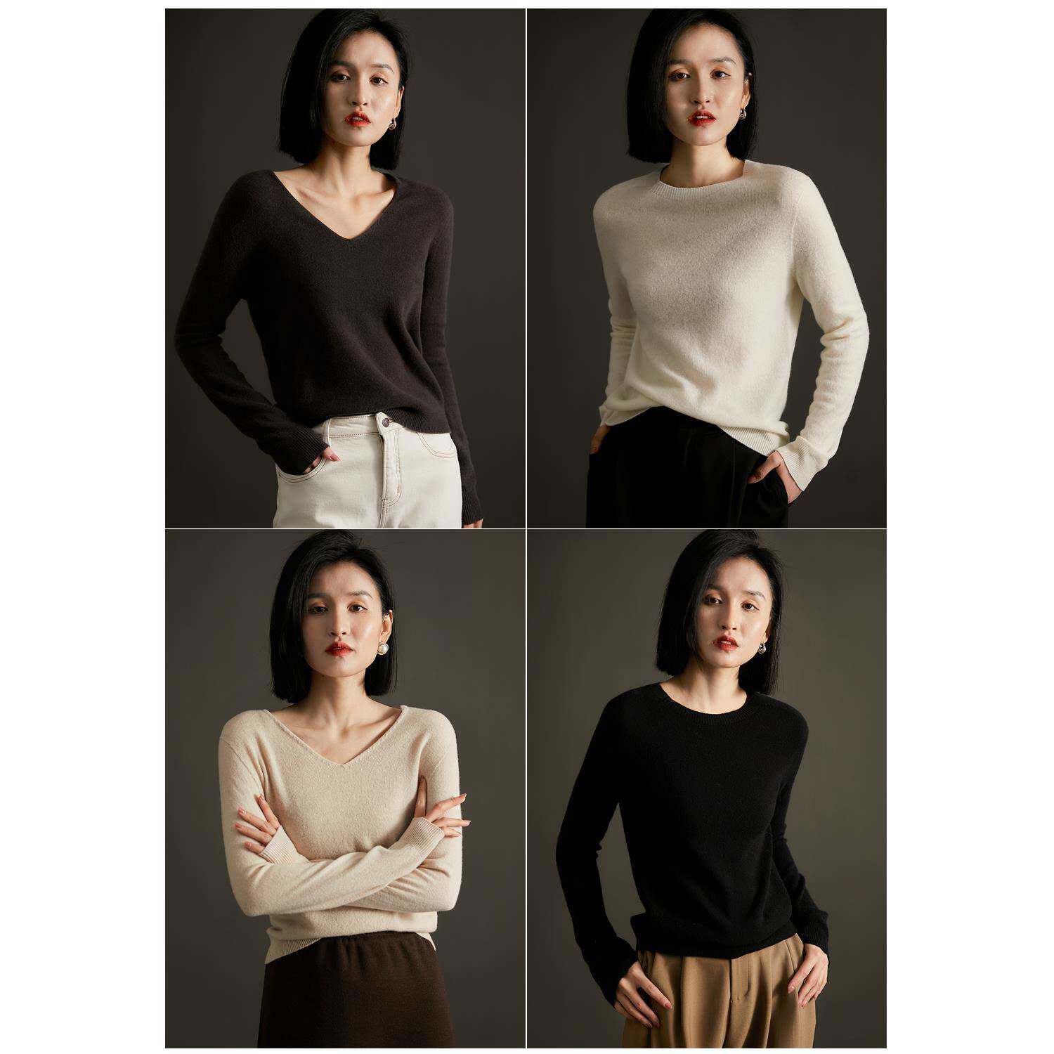 笑涵阁い 重磅全成型无缝 双版型羊毛打底衫针织衫女 ZYH666583AG