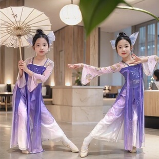 如梦令舞蹈演出服儿童古典舞纱衣飘逸表演服汉服女齐胸襦裙伞道具