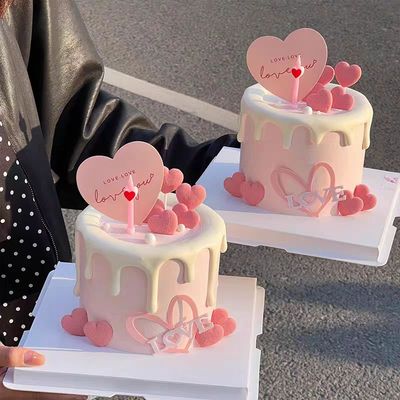 七夕情人节蛋糕LOVE蛋糕装饰插牌简约清新蛋糕装饰配件