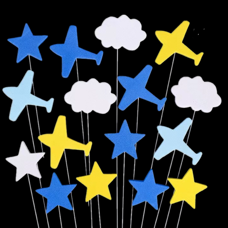 生日蛋糕装饰铁丝插件星星云朵字母飞船儿童生日蛋糕装饰插件套装