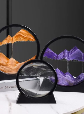 轻奢3D动态流沙画沙漏摆件客厅玄关电视柜酒柜创意解压送生日礼物
