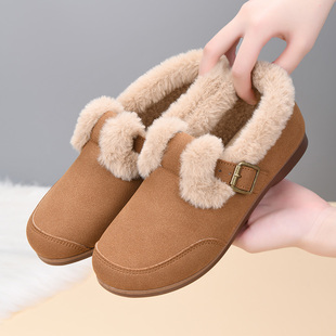 冬季 加绒保暖豆豆鞋 软底舒适百搭毛毛鞋 棉靴加厚防滑妈妈短靴 新款