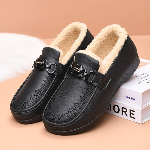 冬季老北京豆豆鞋加绒保暖棉鞋