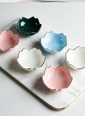 美容院产品小碟子樱花日式金边碟子装调配陶瓷精油碗托盘调膜分装