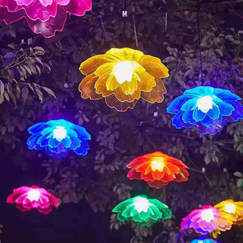 LED发光牡丹花户外街道树木亮化装饰灯公园防水彩灯挂树上的彩灯