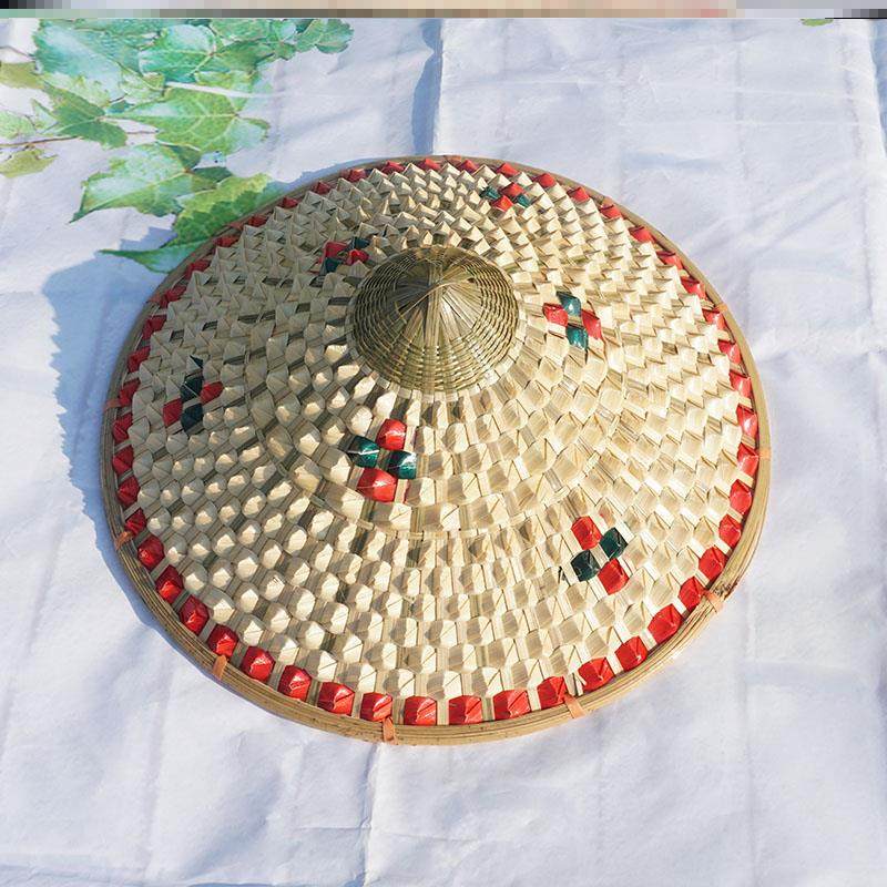 斗签帽斗苙帽立斗帽竹编菠萝儿童舞蹈表演道具帽子成人广场舞草帽