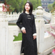 黑色加绒袍子中国风盘扣连x衣裙禅意气质复古保暖改良茶服旗袍