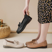 单鞋 中老年舒适不累脚小皮鞋 轻便百搭女鞋 真皮软底妈妈鞋 子春秋款