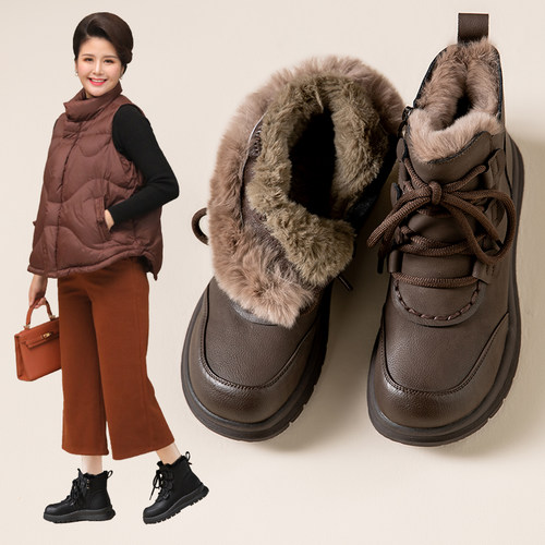 中年短靴女鞋冬季东北