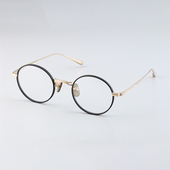 内藤熊八作日本超轻钛手作眼镜复古圆框高度数近视眼镜架N 016R
