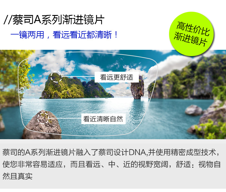 蔡司渐进多焦点镜片A系列莲花膜睐光D防蓝光膜钻立方铂金膜/片-封面