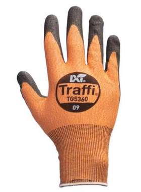 Traffi TG5360-09 TG5360 黑橙色弹性纤维 HPPE 尼龙聚酯手套 9号