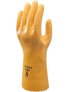 Showa SHO771 昭和771黄色棉绒聚酯棉纤维工作手套 尺寸9 丁腈涂