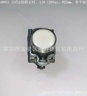 XB4BVG1 LED指示灯 白色、110-120Vac、?22mm、带平面镜、