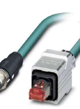 Phoenix 1407428 5m Cat5 蓝色 M12 转公头 RJ45 公头 屏蔽 屏蔽