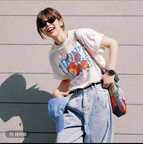 减龄字母印花t恤女夏季新款松弛感宽松显瘦舒适百搭上衣