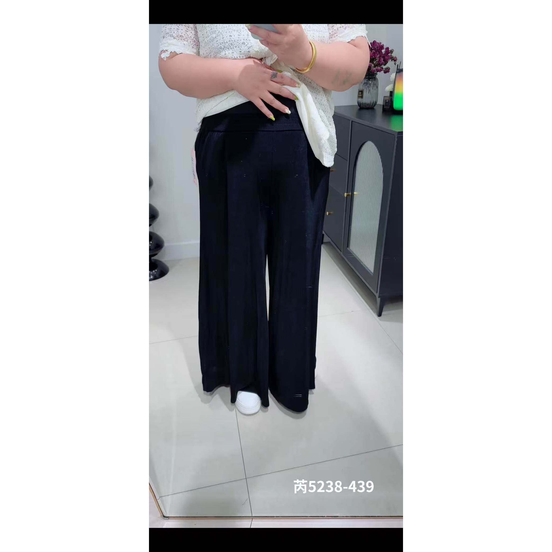 5238芮娜依莲2026夏季新款大码女装显瘦阔腿裤子时尚醋酸百搭高腰