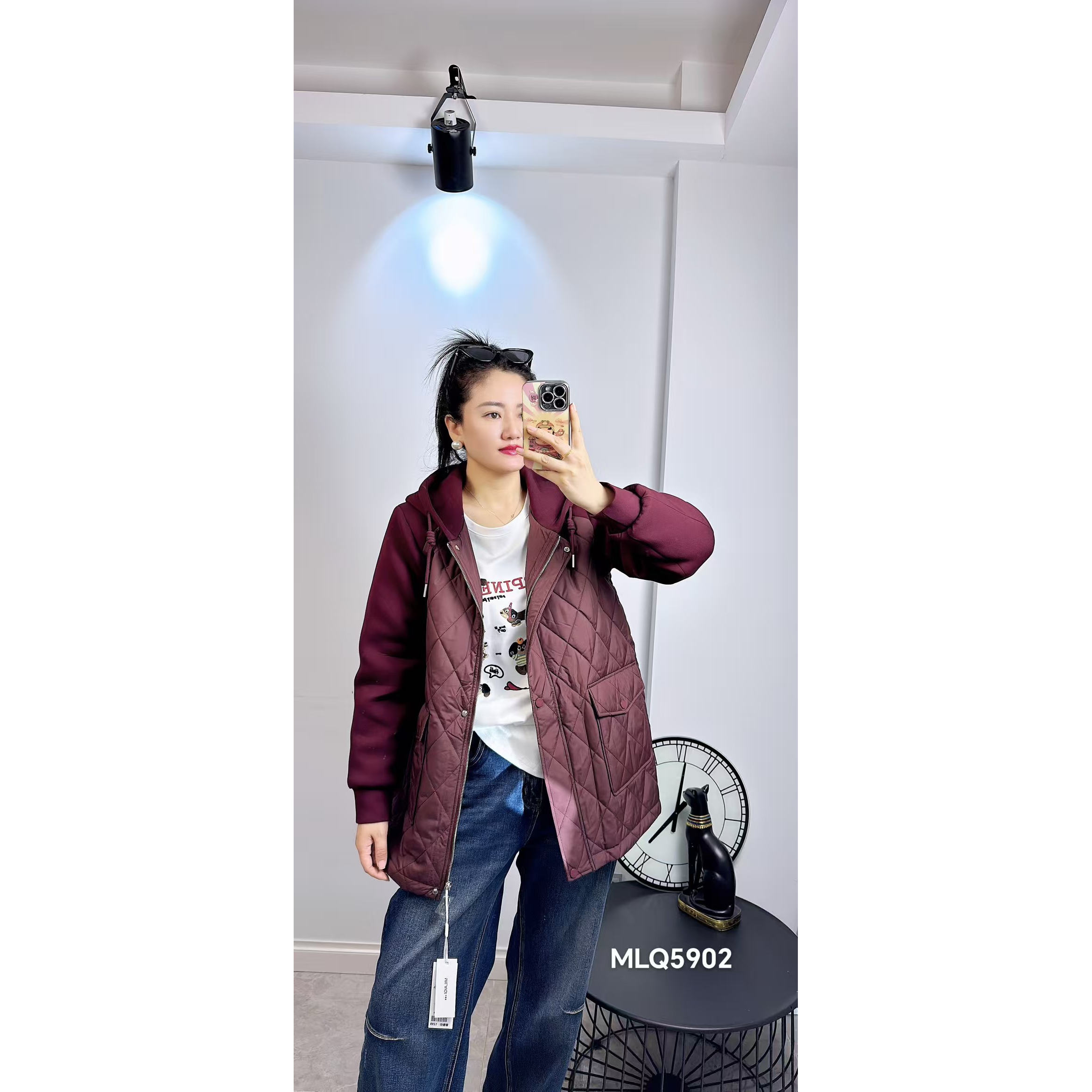 5902米莱奇2025冬新款大码女装显瘦棉服遮肉时尚棉衣百搭丝棉外套