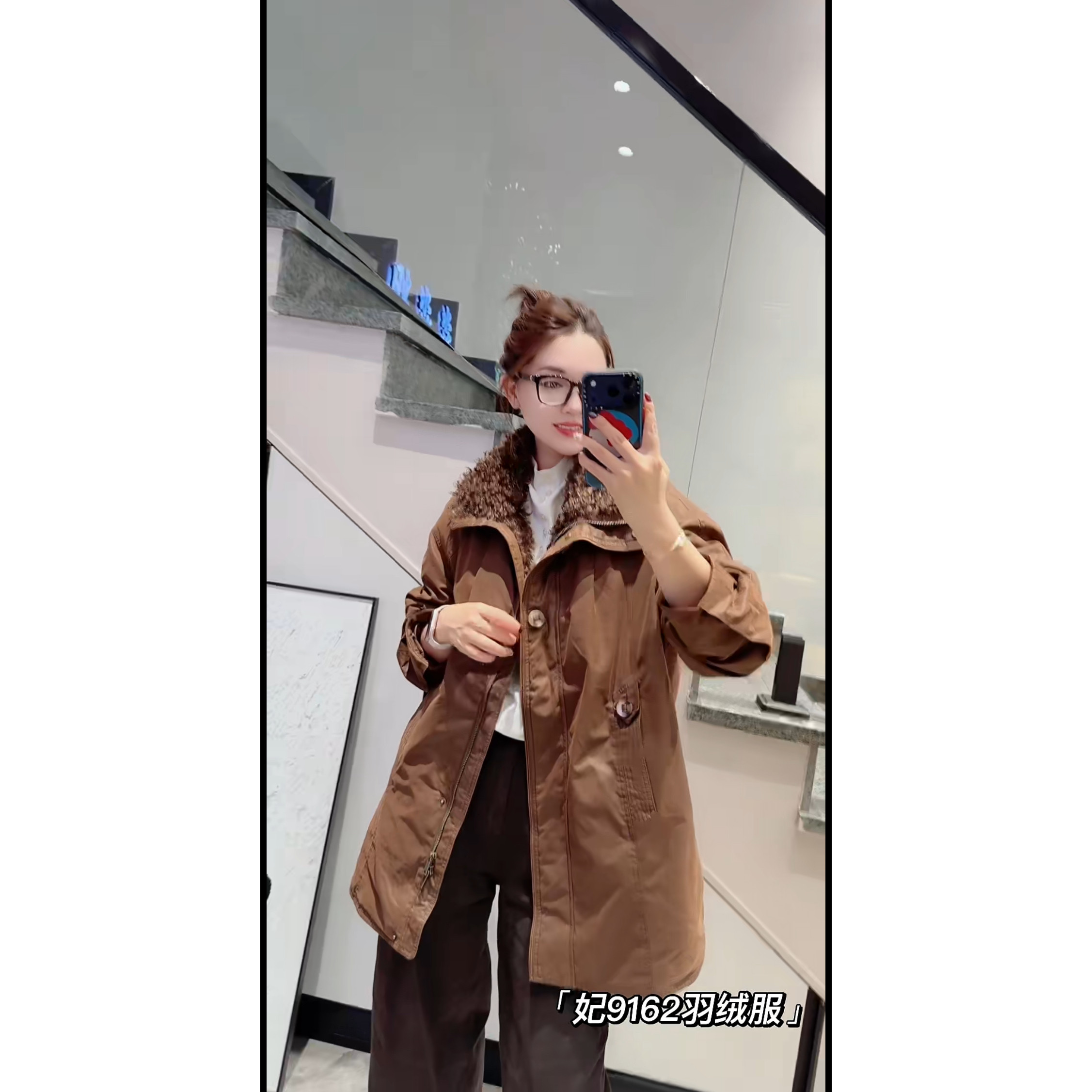 9162妃儿红2026冬新款大码女装显瘦羽绒服时尚遮肉百搭白鸭绒外套