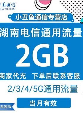 湖南电信流量充值2GB加油包叠加流量包3/4/5G网络通用包当月有效