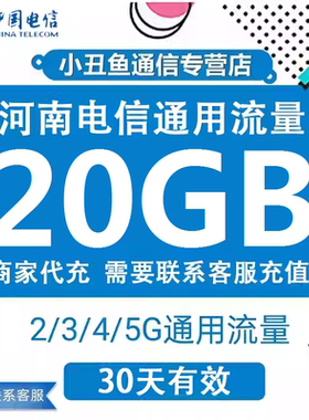 河南电信流量充值20GB流量包2G3G4G5G国内通用流量叠加包当月有效