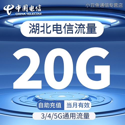 湖北电信流量充值20GB流量包3G4G5G全国通用流量叠加油包当月有效