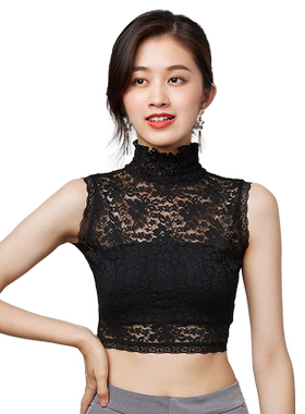lrxn立领假领子女百搭蕾丝黑白色