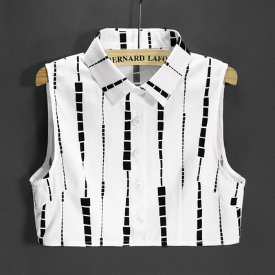 韩版雪纺印花黑白色秋冬季假衣领