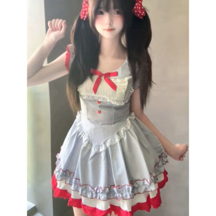 娃娃领蕾丝花边连衣裙 法式 甜美温柔少女无袖 蓬蓬短裙子女夏季 新款