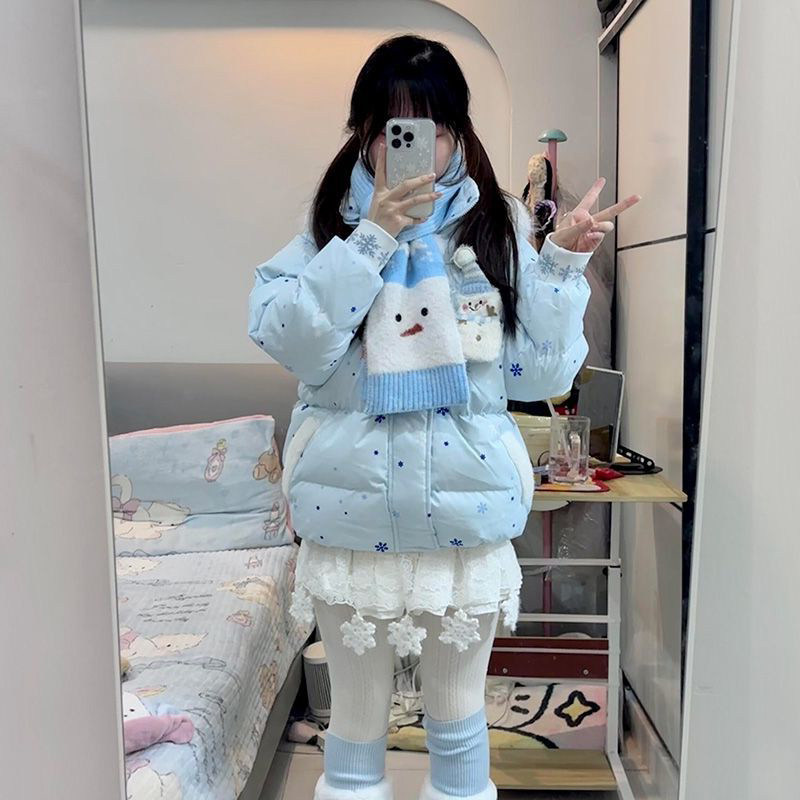 多巴胺甜美风小雪人雪花蓬松毛领连帽棉衣女保暖外套棉服搭配围巾,女装/女士精品,时尚套装,淘宝优惠券,粉丝福利购,淘宝优惠卷