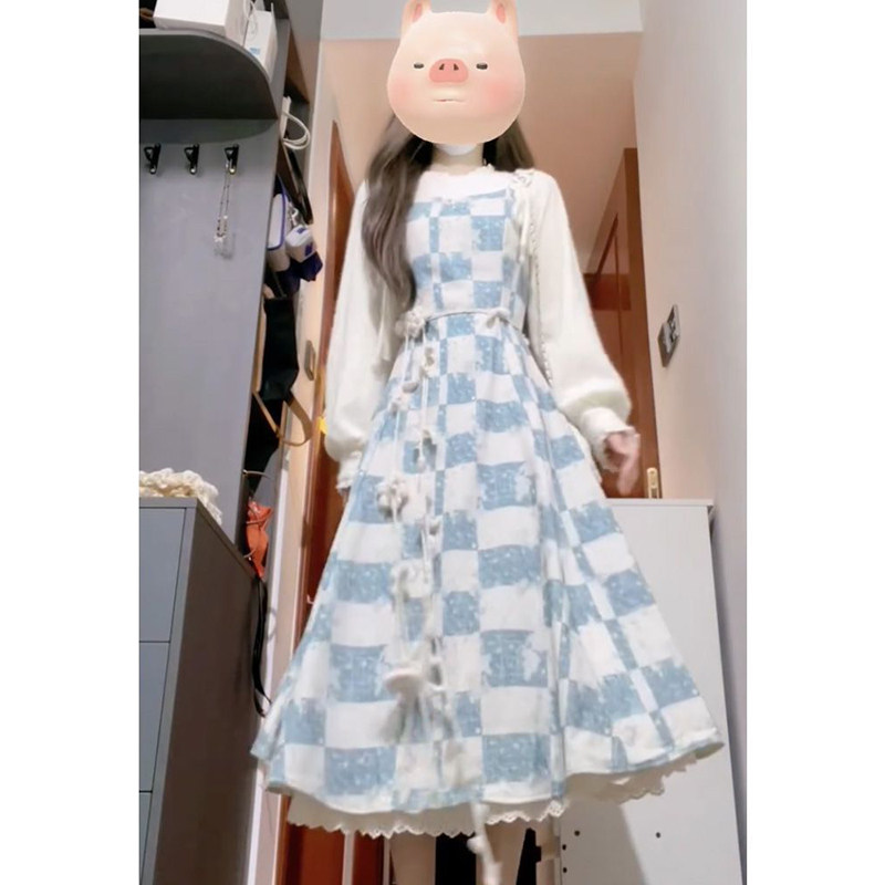 优雅学院风气质绝美高级感设计假两件格纹连衣裙春秋收腰显瘦裙子,女装/女士精品,连衣裙,淘宝优惠券,粉丝福利购,淘宝优惠卷