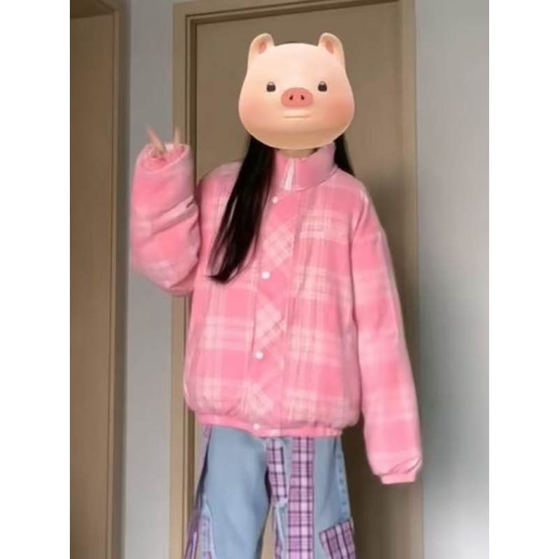 甜美双面穿刺绣棉衣女冬季新款韩版保暖加厚设计感棉服小个子外套