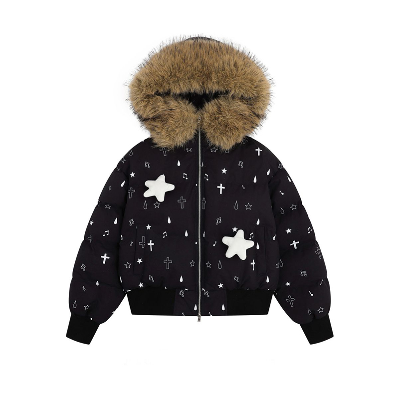 秋冬季加厚保暖宽松连帽短款外套