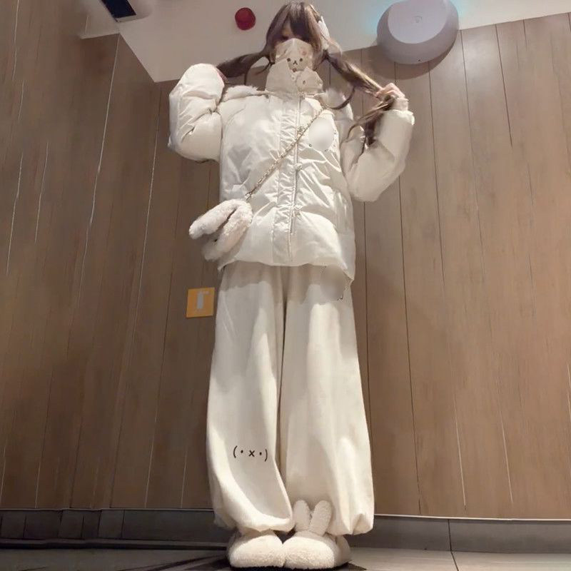 2026冬季可爱米菲兔连帽毛领棉服女米白色宽松加厚保暖抗寒面包服,女装/女士精品,棉衣/棉服,淘宝优惠券,粉丝福利购,淘宝优惠卷