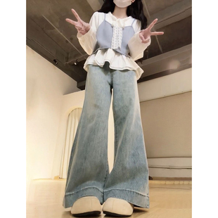 学院风小个子蝴蝶结蕾丝系带长袖衬衫女学生叠穿针织马甲背心套装