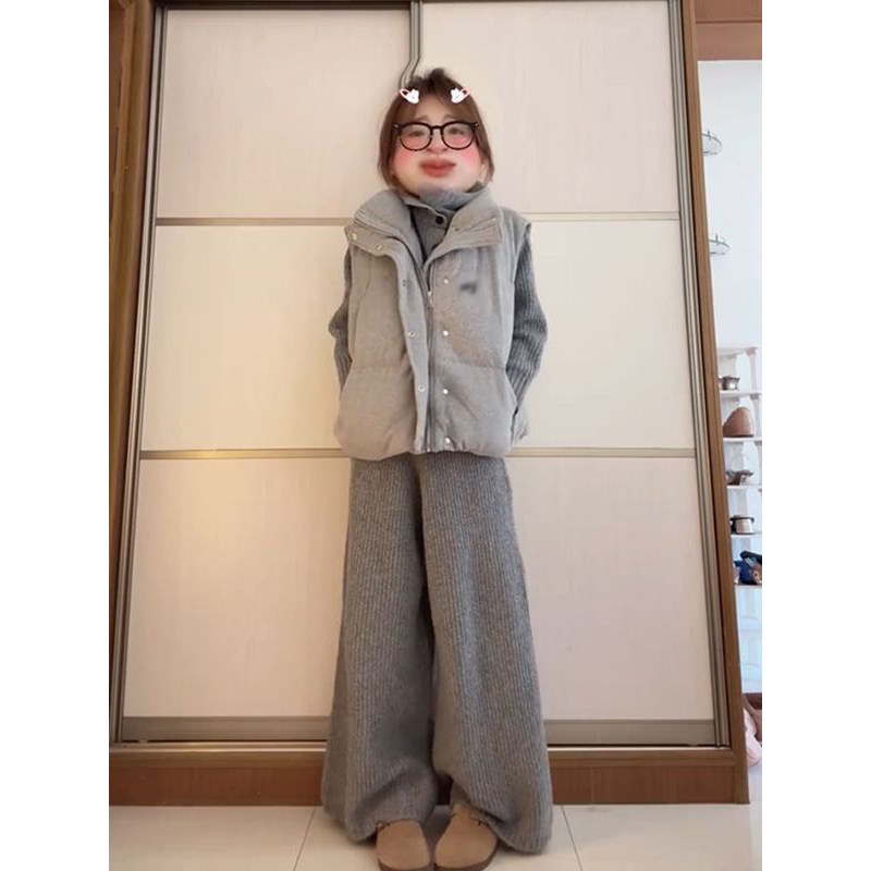 法式慵懒风灰色针织阔腿裤女+高领开衫毛衣+冬季保暖马甲背心外套,女装/女士精品,时尚套装,淘宝优惠券,粉丝福利购,淘宝优惠卷