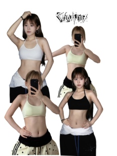 BLACKBOX黑盒子自带胸垫百搭挂脖露背一体式内衣美背吊带夏天女