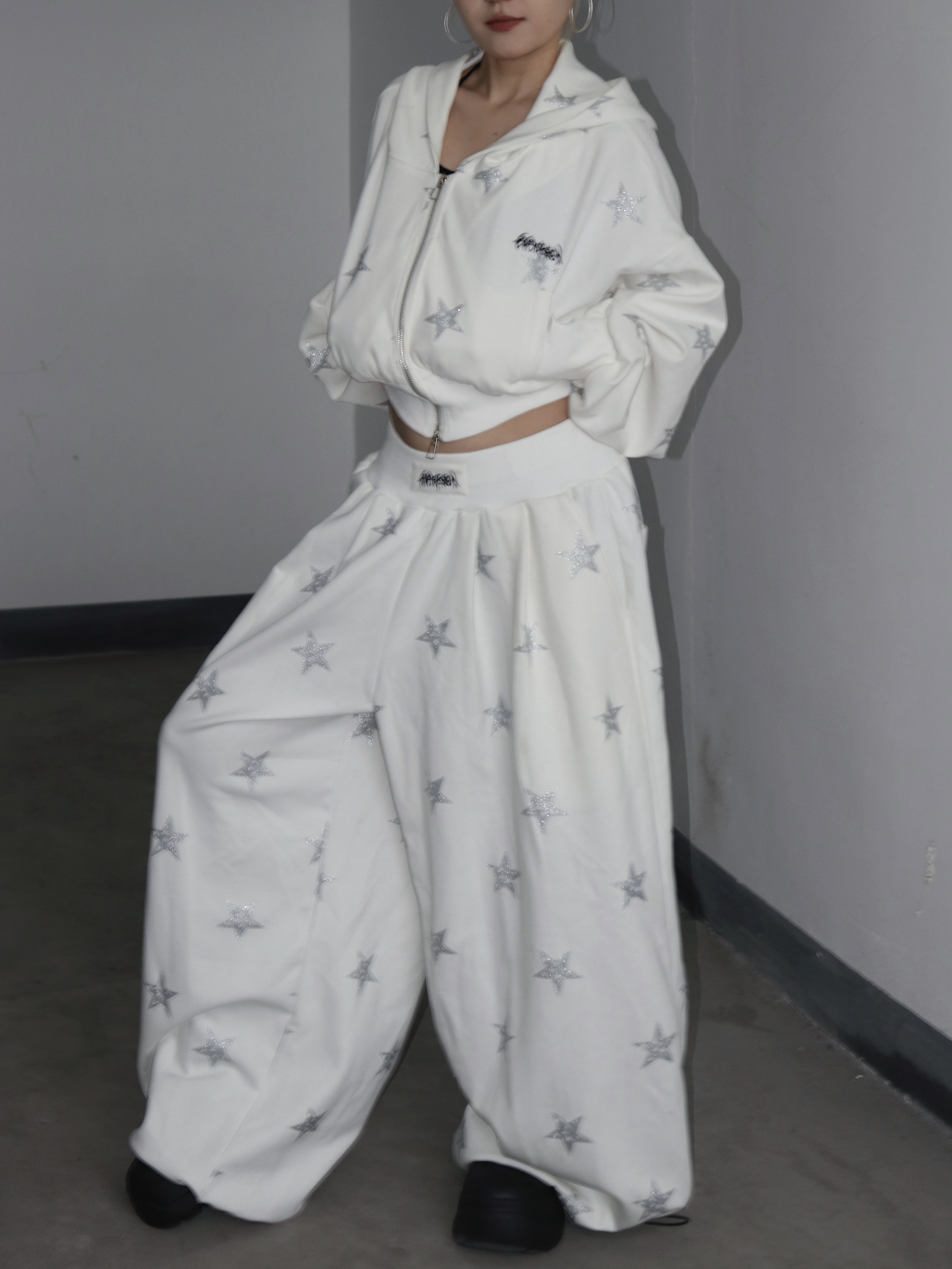 〖星星套装〗BLACKBOX原创美式星星亮片阔腿卫裤休闲上衣直筒裤,女装/女士精品,休闲裤,淘宝优惠券,粉丝福利购,淘宝优惠卷