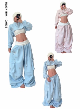 BLACKBOX黑盒子原创“多巴胺”氛围感雪花烫银街舞爵士工装裤男女