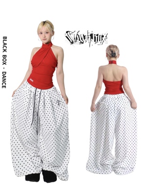 BLACKBOX原创【复古波点】美式满印刺绣松紧腰运动裤爵士舞男女