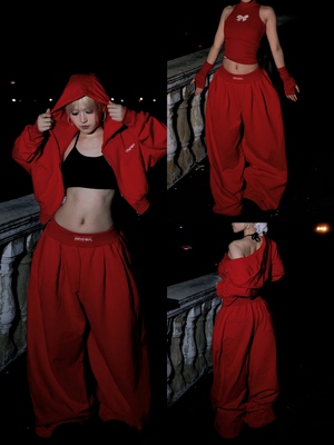 〖新年卫裤〗BLACKBOX黑盒子原创刺绣运动水系宽松收腰卫裤