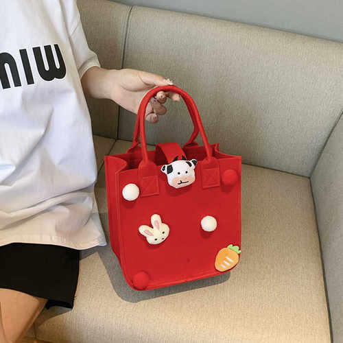 新款卡通公仔饭盒宝宝便当毛毡包